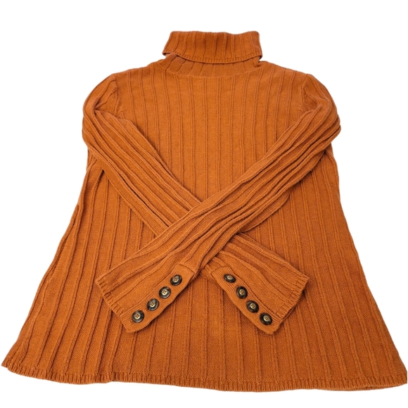 Simply Vera Burnt Orange Turtle Neck Sweater Sleeve Button Accent Sz PS - Picture 4 of 8